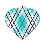 Ice blue diagonal plaids Dog Tag Heart (One Side) Front