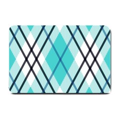 Ice Blue Diagonal Plaids Small Doormat by ConteMonfrey