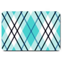 Ice Blue Diagonal Plaids Large Doormat by ConteMonfrey