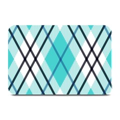 Ice Blue Diagonal Plaids Plate Mats by ConteMonfrey