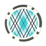 Ice blue diagonal plaids Poker Chip Card Guard Front