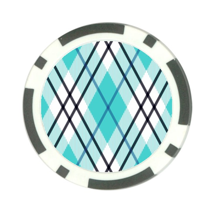 Ice blue diagonal plaids Poker Chip Card Guard