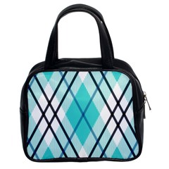 Ice blue diagonal plaids Classic Handbag (Two Sides)