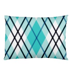 Ice Blue Diagonal Plaids Pillow Case by ConteMonfrey