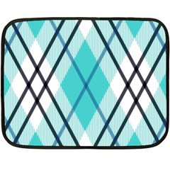 Ice Blue Diagonal Plaids Fleece Blanket (mini) by ConteMonfrey