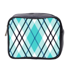 Ice Blue Diagonal Plaids Mini Toiletries Bag (two Sides) by ConteMonfrey