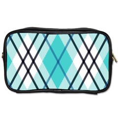 Ice blue diagonal plaids Toiletries Bag (Two Sides)