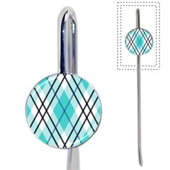 Ice blue diagonal plaids Book Mark