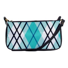 Ice blue diagonal plaids Shoulder Clutch Bag