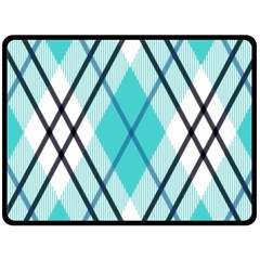 Ice blue diagonal plaids Fleece Blanket (Large) 