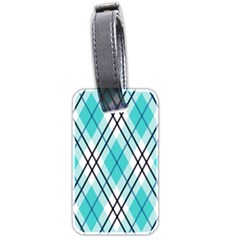 Ice blue diagonal plaids Luggage Tag (two sides)