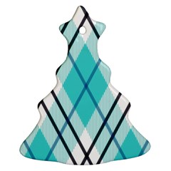 Ice Blue Diagonal Plaids Ornament (christmas Tree)  by ConteMonfrey