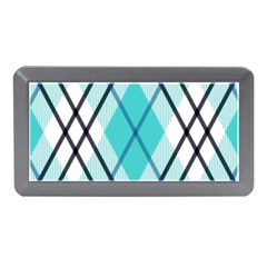 Ice Blue Diagonal Plaids Memory Card Reader (mini) by ConteMonfrey