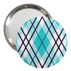 Ice Blue Diagonal Plaids 3  Handbag Mirrors by ConteMonfrey