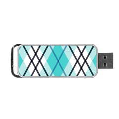 Ice Blue Diagonal Plaids Portable Usb Flash (one Side) by ConteMonfrey