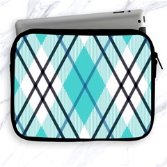 Ice Blue Diagonal Plaids Apple Ipad 2/3/4 Zipper Cases by ConteMonfrey