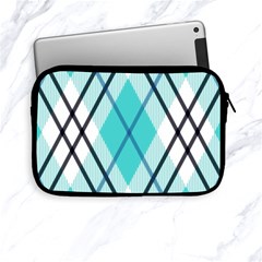 Ice Blue Diagonal Plaids Apple Ipad Mini Zipper Cases by ConteMonfrey