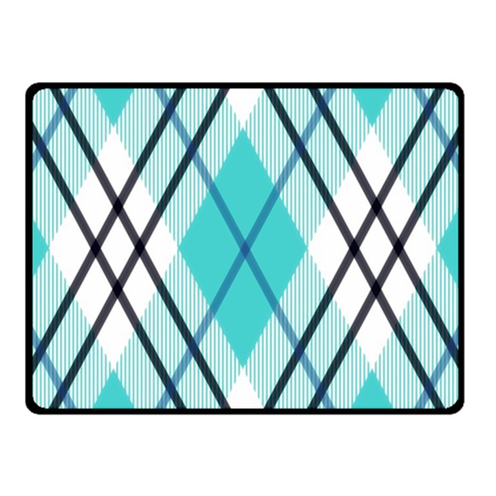 Ice blue diagonal plaids Double Sided Fleece Blanket (Small) 