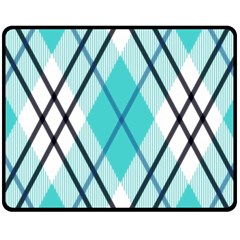 Ice blue diagonal plaids Double Sided Fleece Blanket (Medium) 