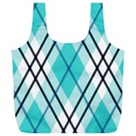 Ice blue diagonal plaids Full Print Recycle Bag (XL) Front