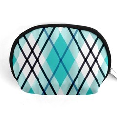 Ice blue diagonal plaids Accessory Pouch (Medium)