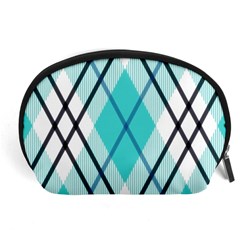 Ice blue diagonal plaids Accessory Pouch (Large)