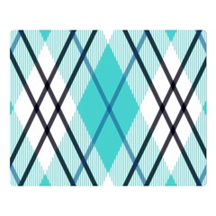 Ice blue diagonal plaids Double Sided Flano Blanket (Large) 