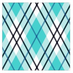 Ice blue diagonal plaids Square Satin Scarf (36  x 36 )