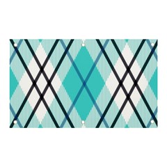 Ice Blue Diagonal Plaids Banner And Sign 5  X 3  by ConteMonfrey