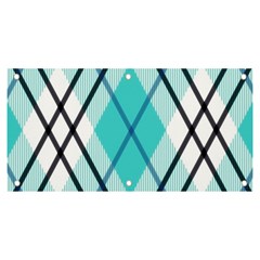 Ice blue diagonal plaids Banner and Sign 6  x 3 