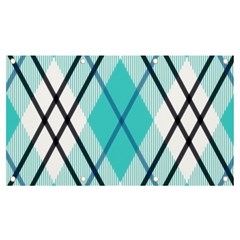 Ice blue diagonal plaids Banner and Sign 7  x 4 