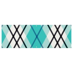 Ice blue diagonal plaids Banner and Sign 12  x 4 