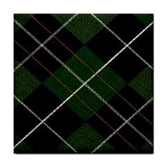 Modern Green Plaid Tile Coaster by ConteMonfrey