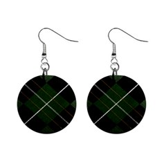 Modern Green Plaid Mini Button Earrings by ConteMonfrey