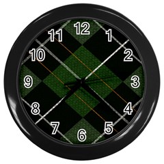 Modern Green Plaid Wall Clock (black) by ConteMonfrey