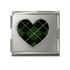 Modern Green Plaid Mega Link Heart Italian Charm (18mm) by ConteMonfrey