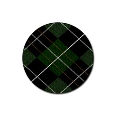 Modern Green Plaid Rubber Coaster (round) by ConteMonfrey