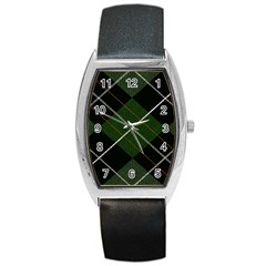 Modern Green Plaid Barrel Style Metal Watch by ConteMonfrey