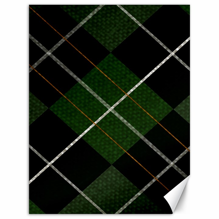 Modern Green Plaid Canvas 12  x 16 