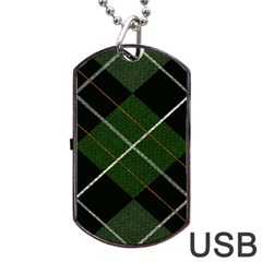 Modern Green Plaid Dog Tag Usb Flash (one Side) by ConteMonfrey