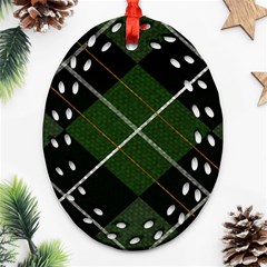 Modern Green Plaid Oval Filigree Ornament (two Sides) by ConteMonfrey