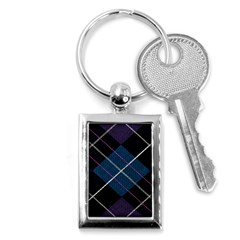 Modern Blue Plaid Key Chain (rectangle) by ConteMonfrey