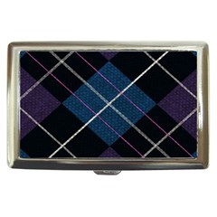 Modern Blue Plaid Cigarette Money Case by ConteMonfrey