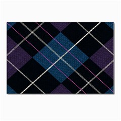 Modern Blue Plaid Postcard 4 x 6  (pkg Of 10) by ConteMonfrey