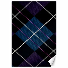 Modern Blue Plaid Canvas 12  X 18  by ConteMonfrey