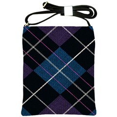 Modern Blue Plaid Shoulder Sling Bag by ConteMonfrey