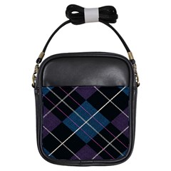 Modern Blue Plaid Girls Sling Bag by ConteMonfrey