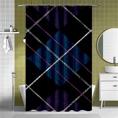 Modern Blue Plaid Shower Curtain 48  X 72  (small)  by ConteMonfrey