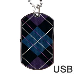 Modern Blue Plaid Dog Tag Usb Flash (two Sides) by ConteMonfrey