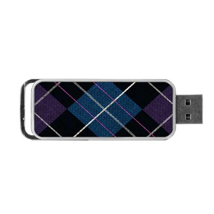 Modern Blue Plaid Portable USB Flash (One Side)